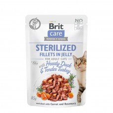 Brit Care Cat Fillets In Jelly Hearty Duck And Tender Turkey 85g for Sterilised Cats